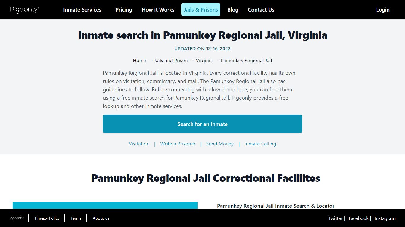 Inmate Search Pamunkey Regional Jail, Virginia | Pigeonly